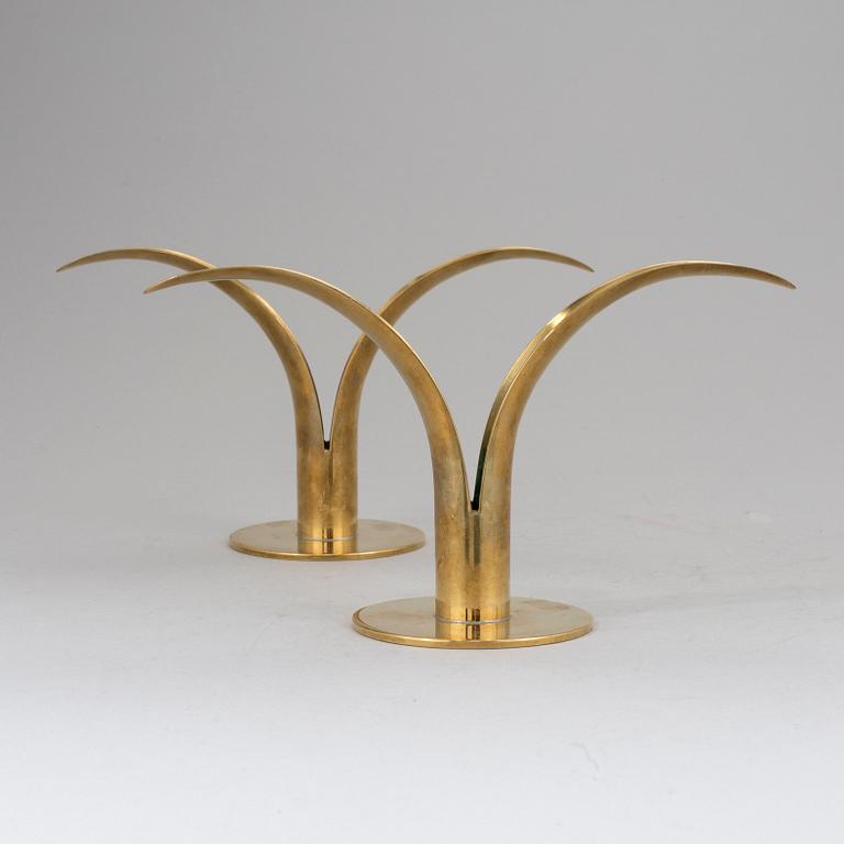 IVAR Alenius-Bjork, a pair of candlesticks, brass, "Lily, Ystad Metall. The model designed in 1939.