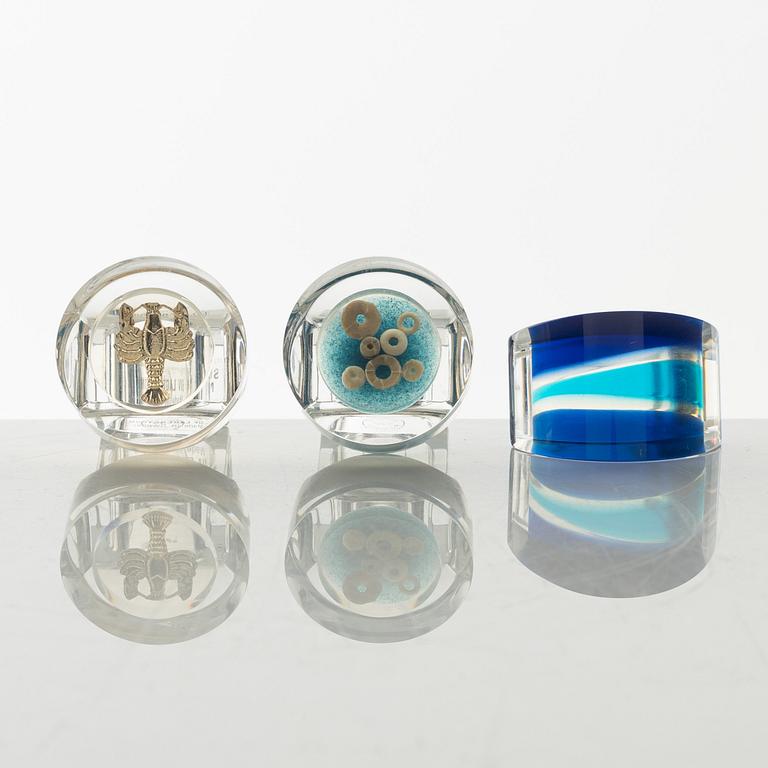 Siv Lagerström, three acrylic rings, 1970s.