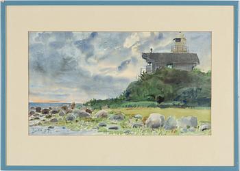 Stanislaw Zoladz, Coastal Scene with Lighthouse.