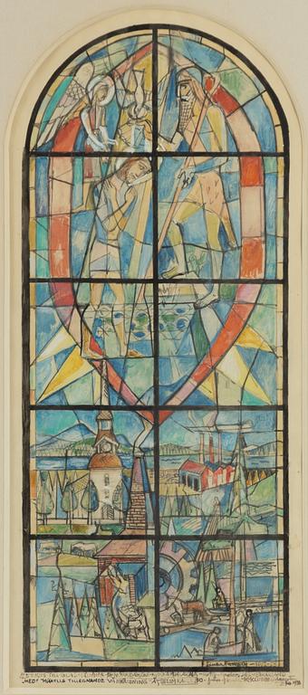 Einar Forseth, "Studie till glasmålning för Norrbärcke kyrka, Dalarna".