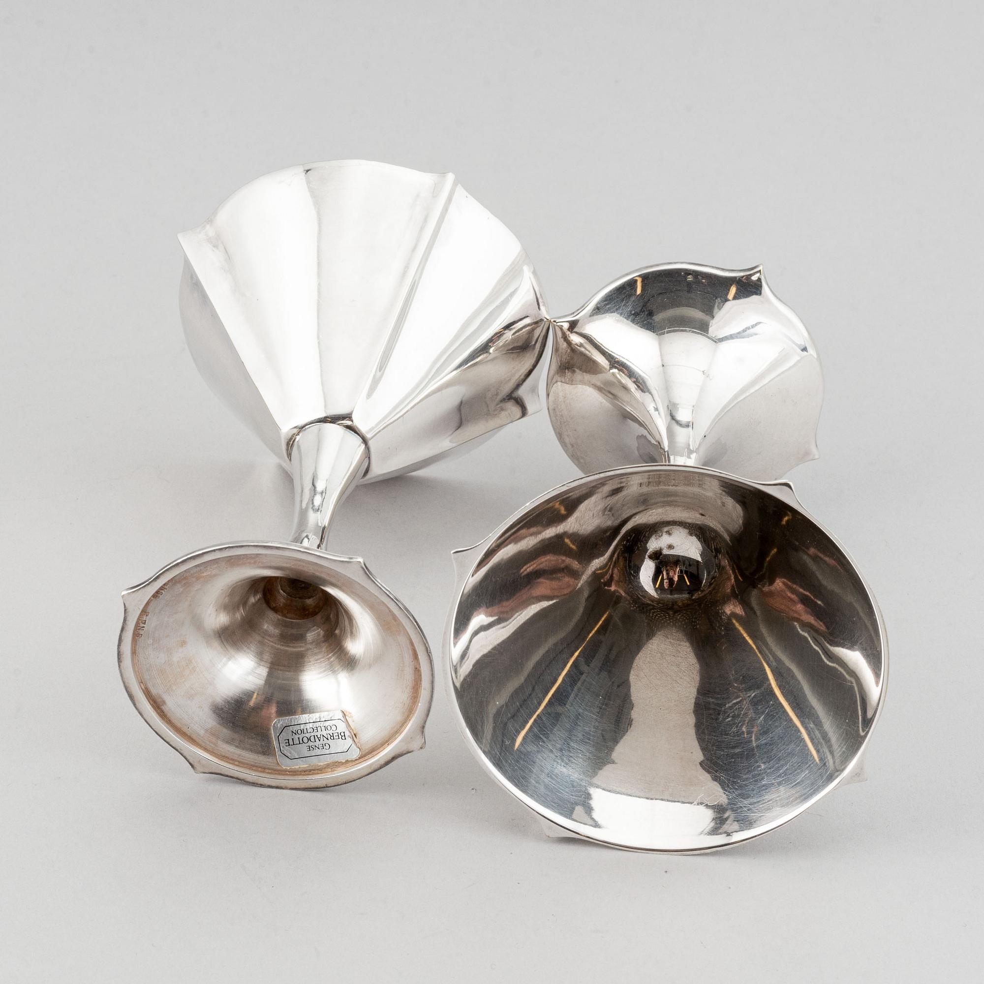 Sigvard Bernadotte, 24 pieces silver plate cocktail glasses, cups and mugs, GAB, Gense, Sweden.