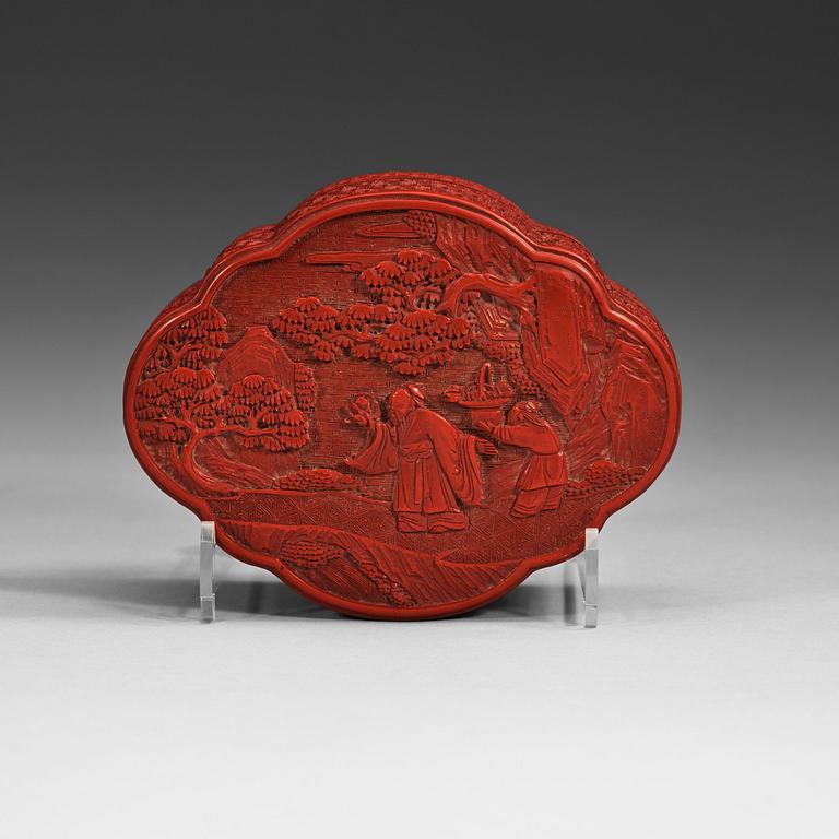 A red lacquer box with cover, Qing dynasty, 18th Century.