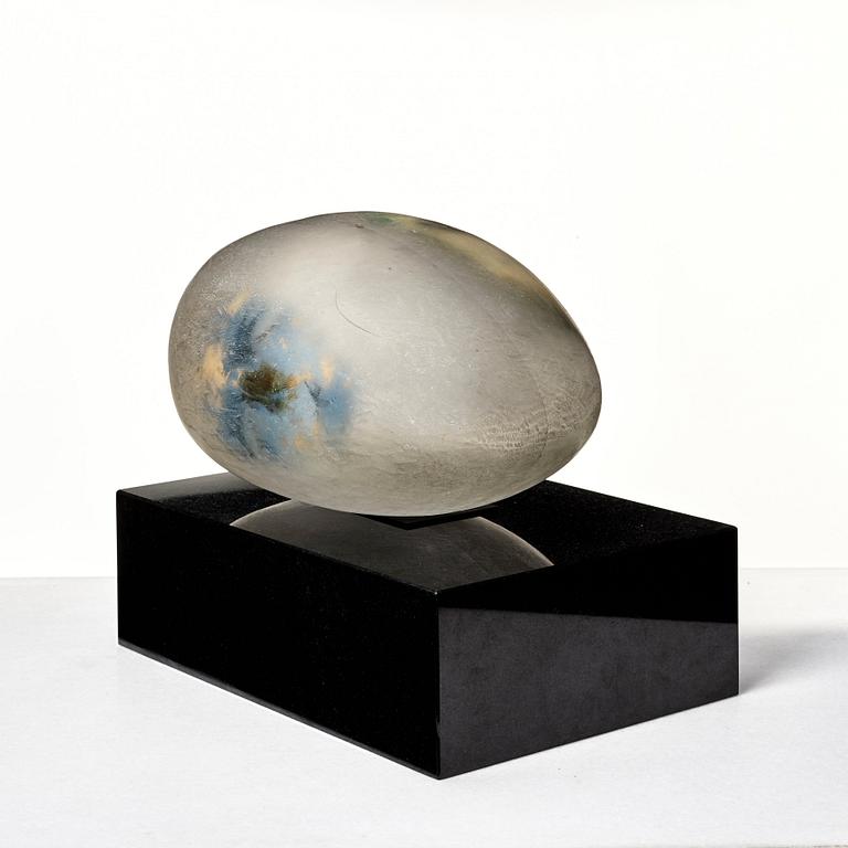 Bertil Vallien, skulptur, vilande huvud, "Resting head", Kosta Boda, unik.
