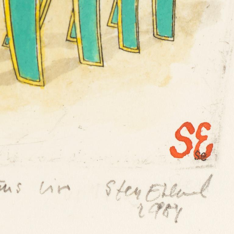 STEN EKLUND, handkolorerad etsning, 1984, signerad och numrerad A.P.