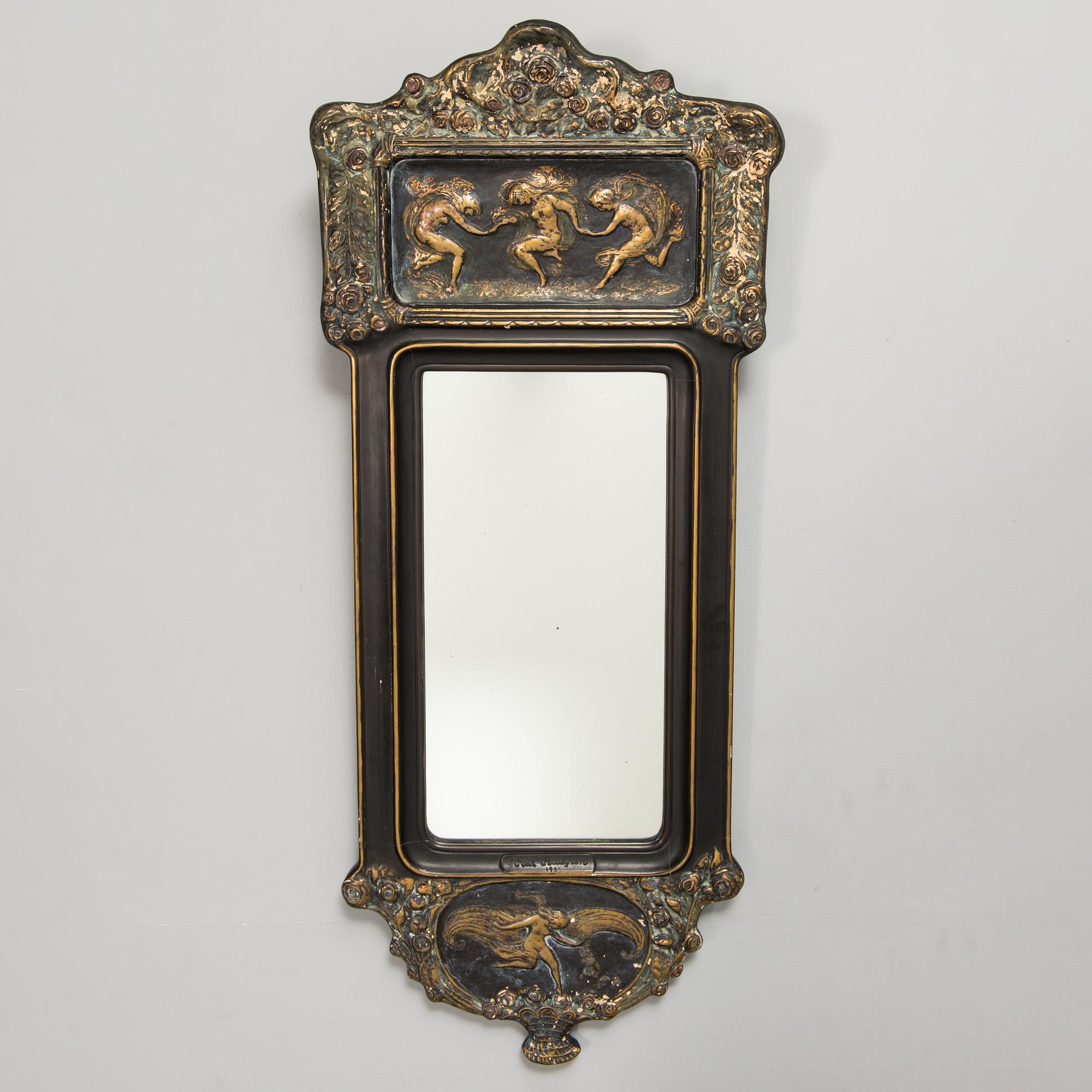 Ville Vallgren,  a wall mirror, signed and label marked, 1920s.