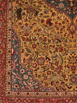 Matto, a semi-antique silk Turkish with metal brocade, ca 194-195 x 127,5-132,5 cm.