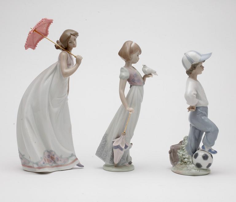 FIGURINER, 3 st, porslin, Lladro, Spanien, 1900-tal.