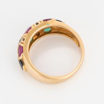 RING, with emerald, ruby, sapphire and diamonds.