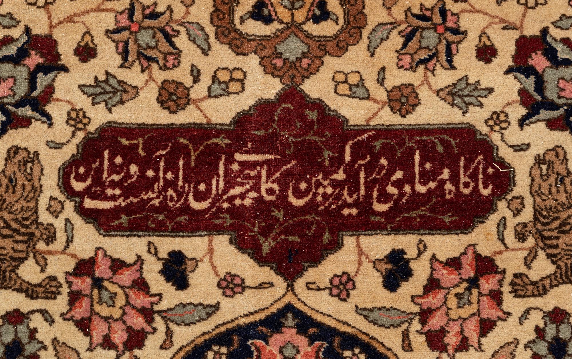 An antique Benlian Tabriz carpet, signed Jabarzade, ca 466 x 323 cm.