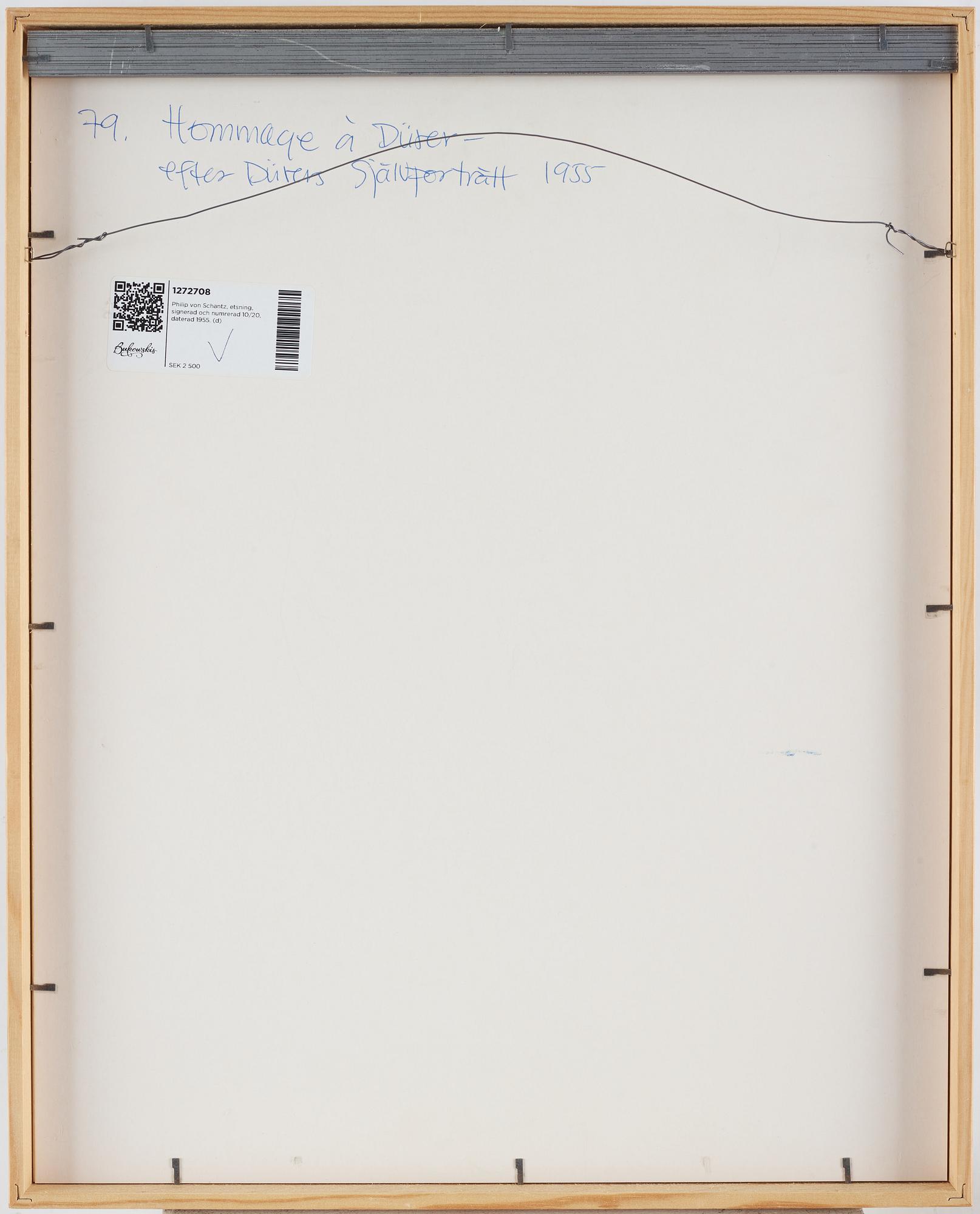 Philip von Schantz, etching, signed and numbered 10/20, dated 1955.