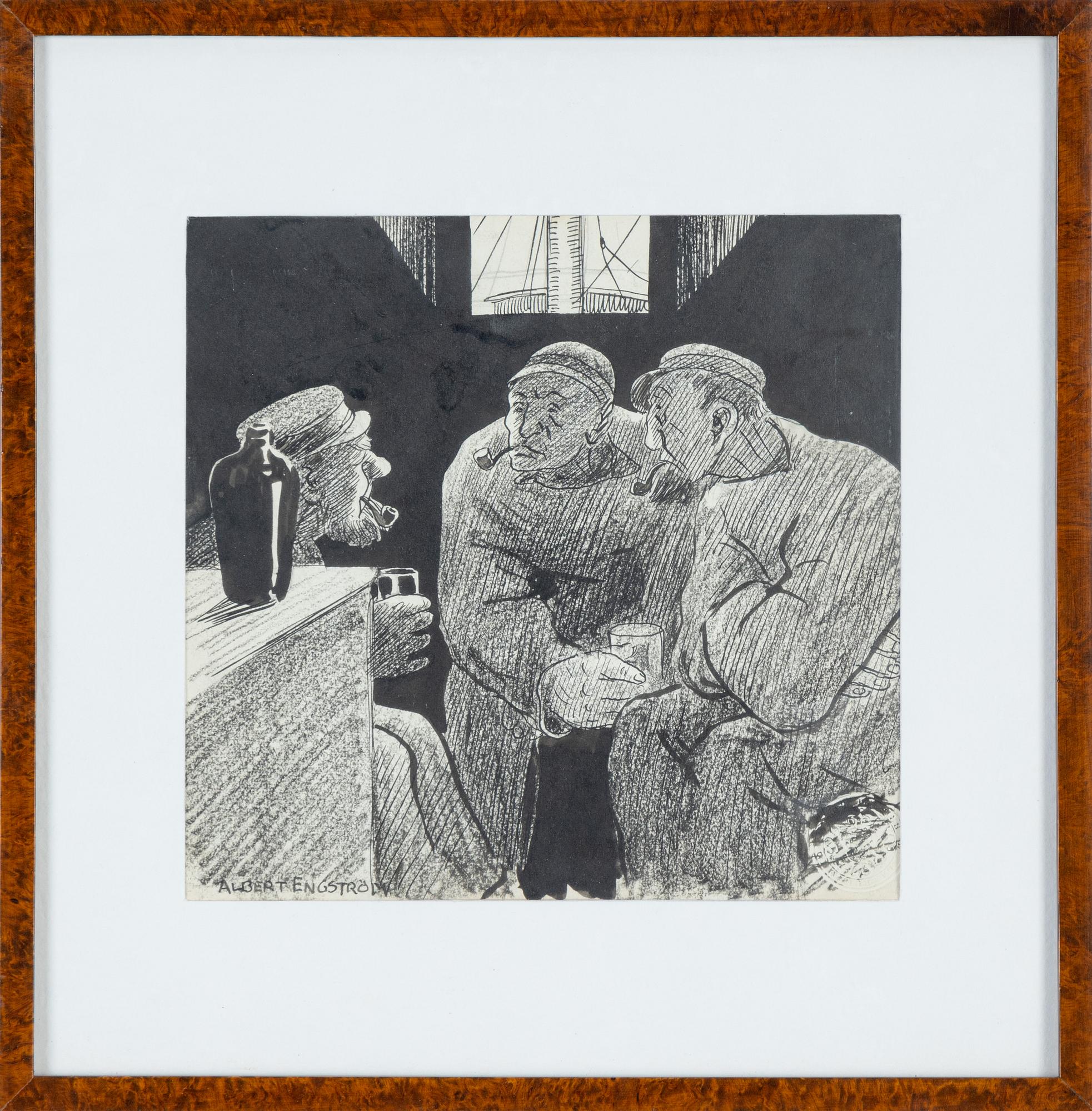 Albert Engström, tuschteckning, signerad.