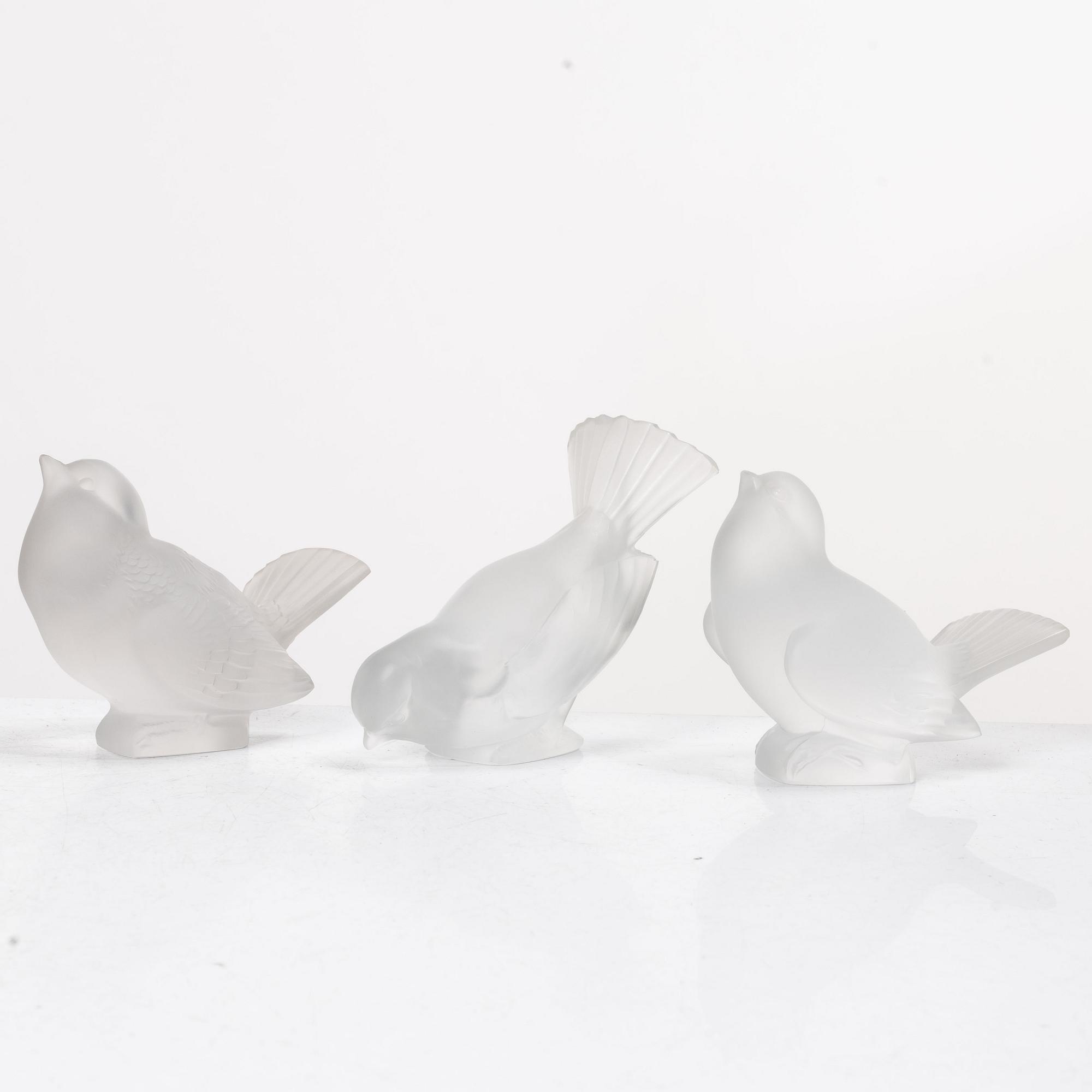 René Lalique, Six glass objects, Lalique, France, second half of the 20th century.