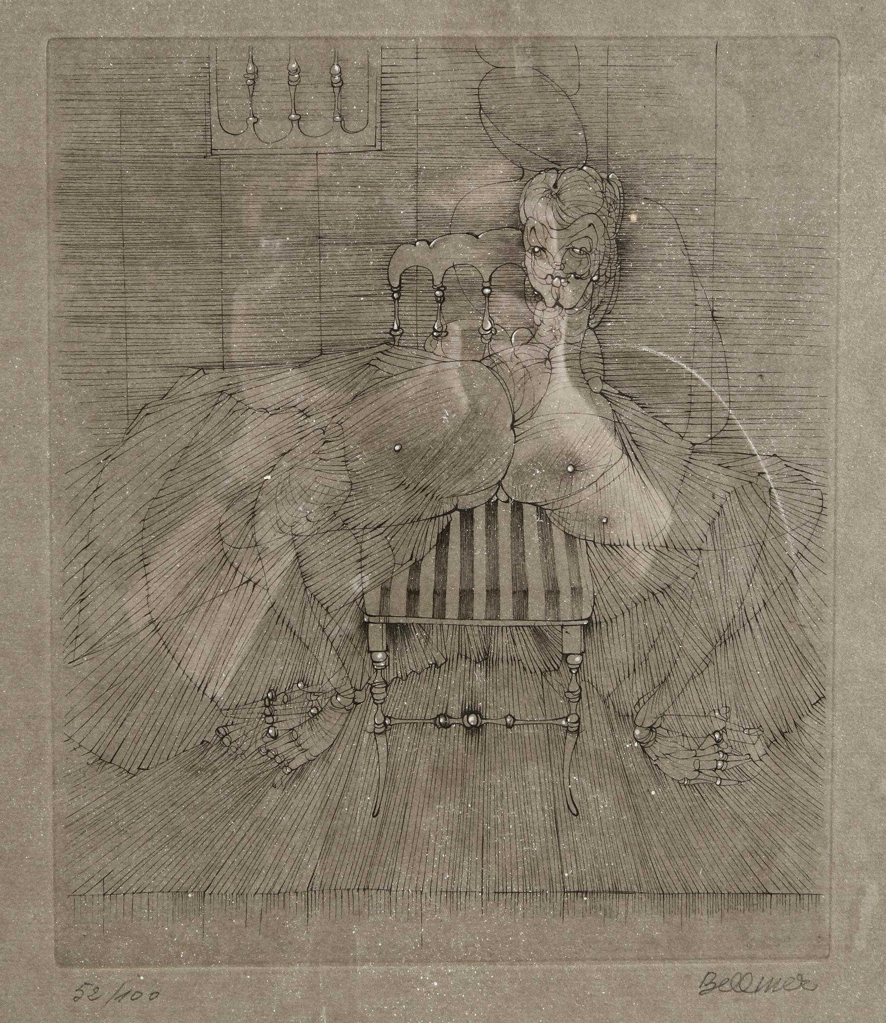 HANS BELLMER, litografi, sign. o numr. "52/100".