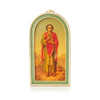 246. A Russian 19th Century icon with silver-gilt frame.