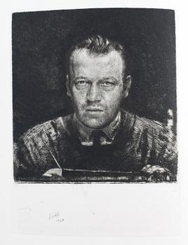 AXEL FRIDELL, etsning i bok, signerad och daterad i plåten. Bok "Axel Fridell, ett konstnärsliv" av Karl Asplund.