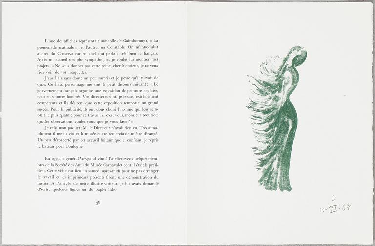 FERNAND MOURLOT, portfölj med 25 litografier, "Souvenirs et portraits d'artistes", utgiven 1972.