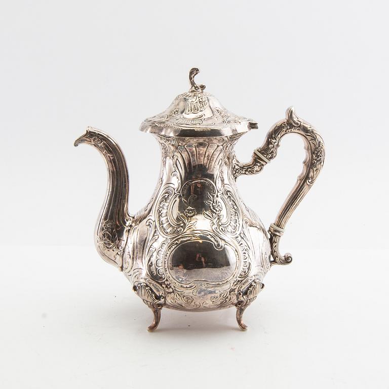 Coffee service 4 dl Rokoko style silver GEWE Malmö 1974/75.