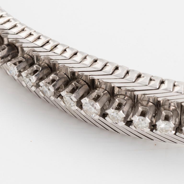 White gold and brilliant cut diamond bracelet.