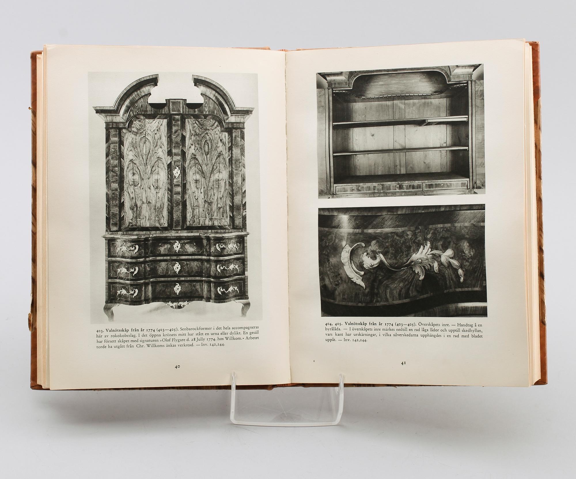 BÖCKER: Nordiska Museets Möbler från svenska Herremanshem, Sigurd Wallin, 1933, 3 volymer.