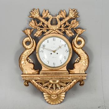 VÄGGPENDYL, empirestil, märkt A Larsson, Lund.