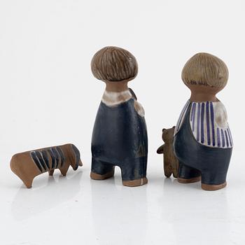 Lisa Larson, a set of three stoneware figurines, Gustavsberg.