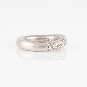 Ole Lynggaard two "Love" rings no. 4 in 18K white gold with round brilliant-cut diamonds.