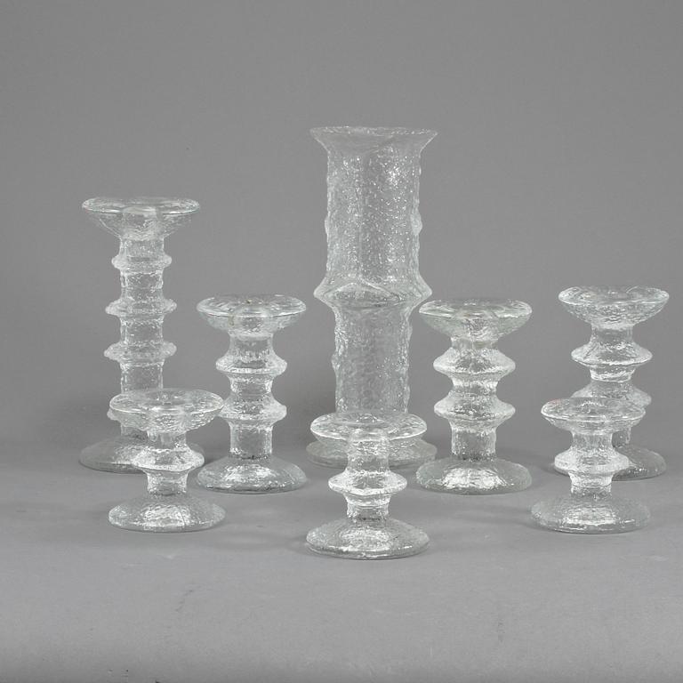 LJUSSTAKAR, 7 st, SAMT VAS, glas, "Festivo", Timo Sarpaneva, Iittala.