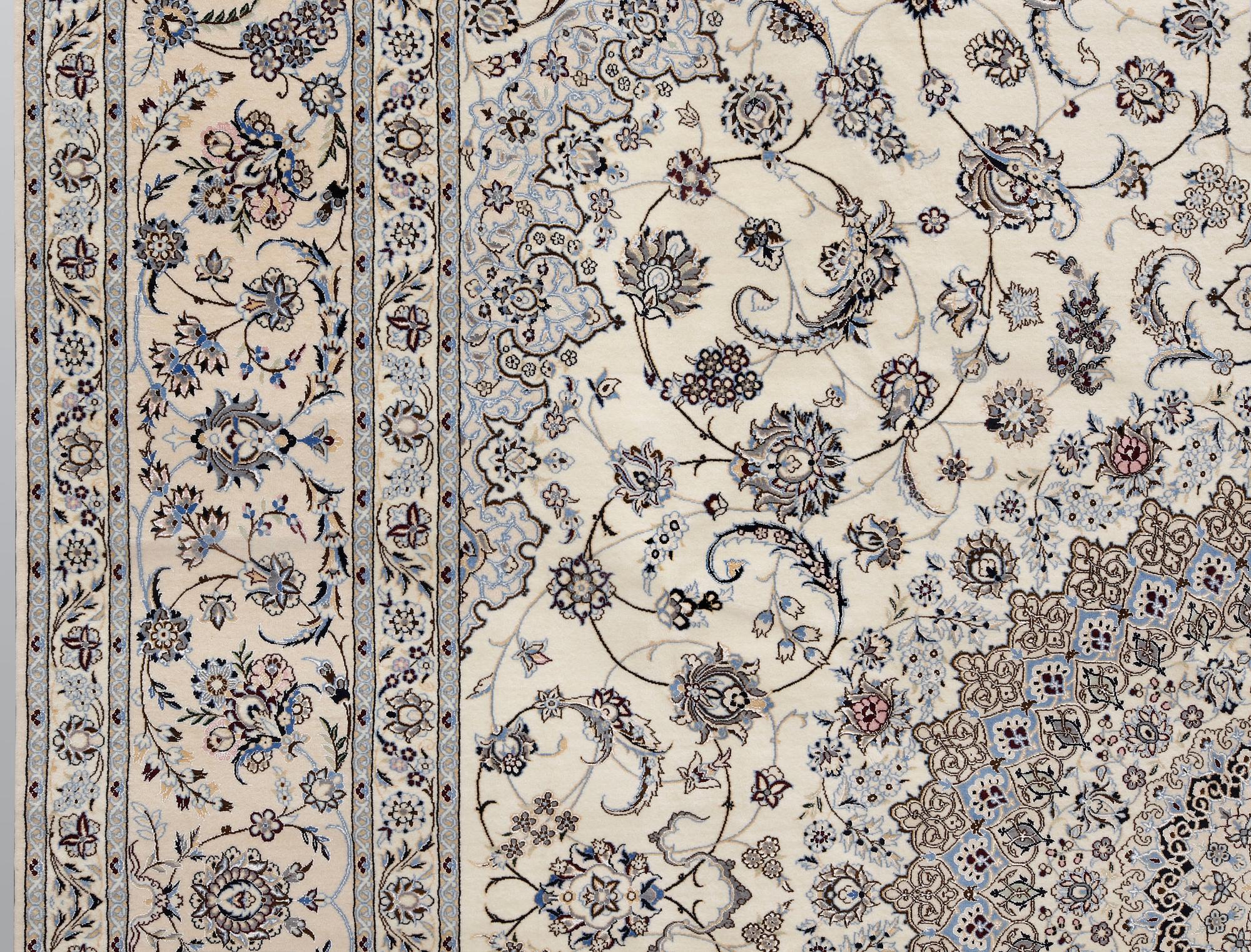 A part silk Nain carpet, so called 6LAA, approx. 408 x 308 cm.