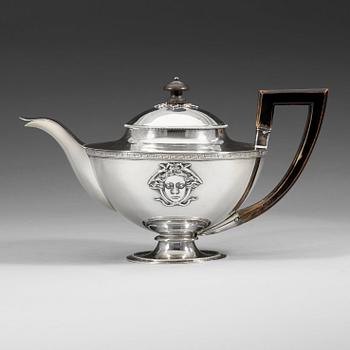 411. A Swedish 19th century silver tea-pot, Adolf Zethelius, Stockholm 1812.