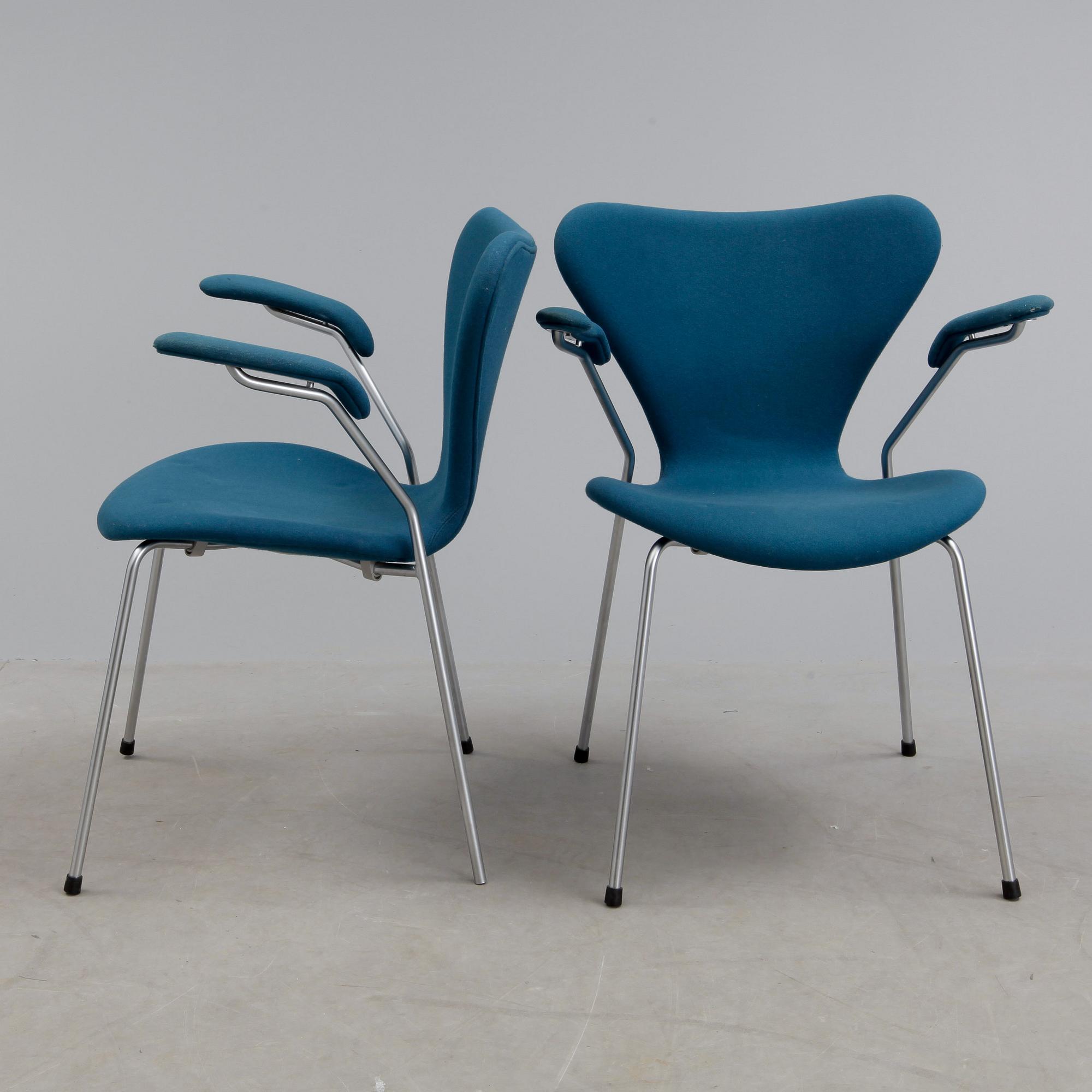 KARMSTOLAR, 5 st, "Sjuan", Arne Jacobsen för Fritz Hansen, formgiven 1955.