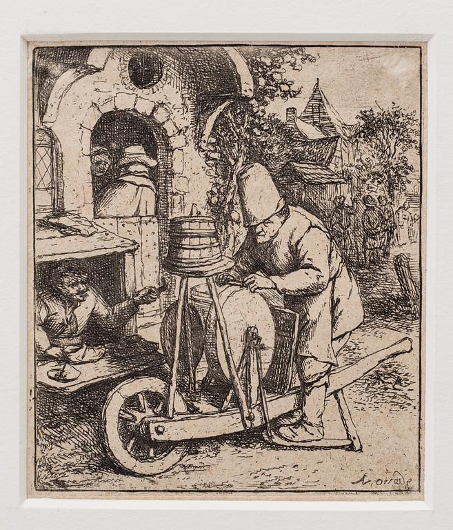 ADRIAEN VAN OSTADE, 3 etchings, probably 18th century.