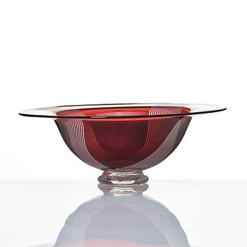 Klas-Göran Tinbäck, a burgundy coloured glass bowl, Sweden 1987, blown by Wilke Adolfsson.