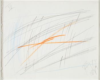 Eddie Figge, mixed media on paper, signed and dated 1989.