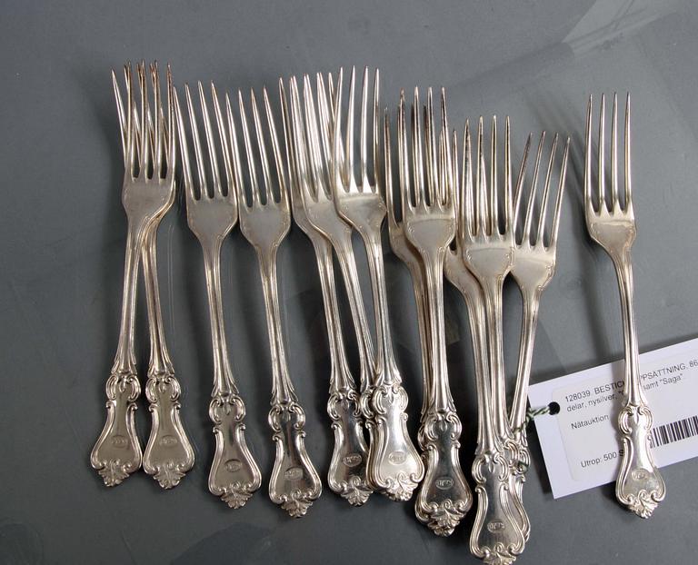 BESTICKSUPPSÄTTNING, 86 delar, nysilver, "Olga" samt "Saga".
