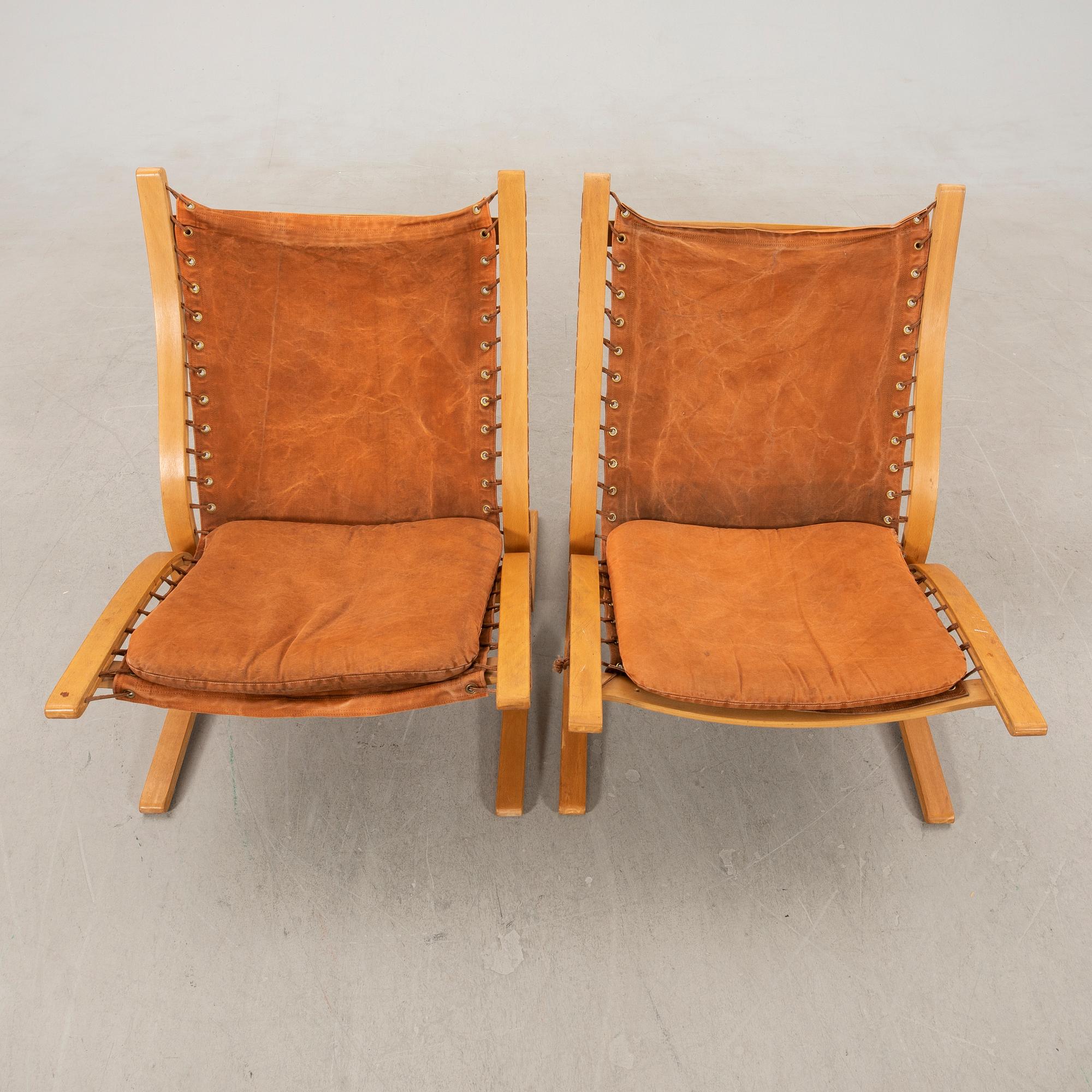 Ingemar Relling armchairs, a pair of "Siesta" Westnofa Norway, late 20th century.