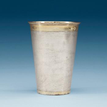 883. A Swedish late 17th century parcel-gilt beaker, unmarked.