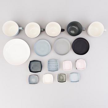 NATHALIE LAUTENBACHER, 'Linum' porcelain tableware and small plates, totally 26 pieces, signed and dated. Around 2010.