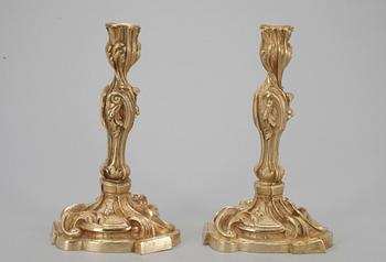 LJUSSTAKAR, förgylld brons, rokoko stil, möjligen Ryssland 1800-talets mitt.