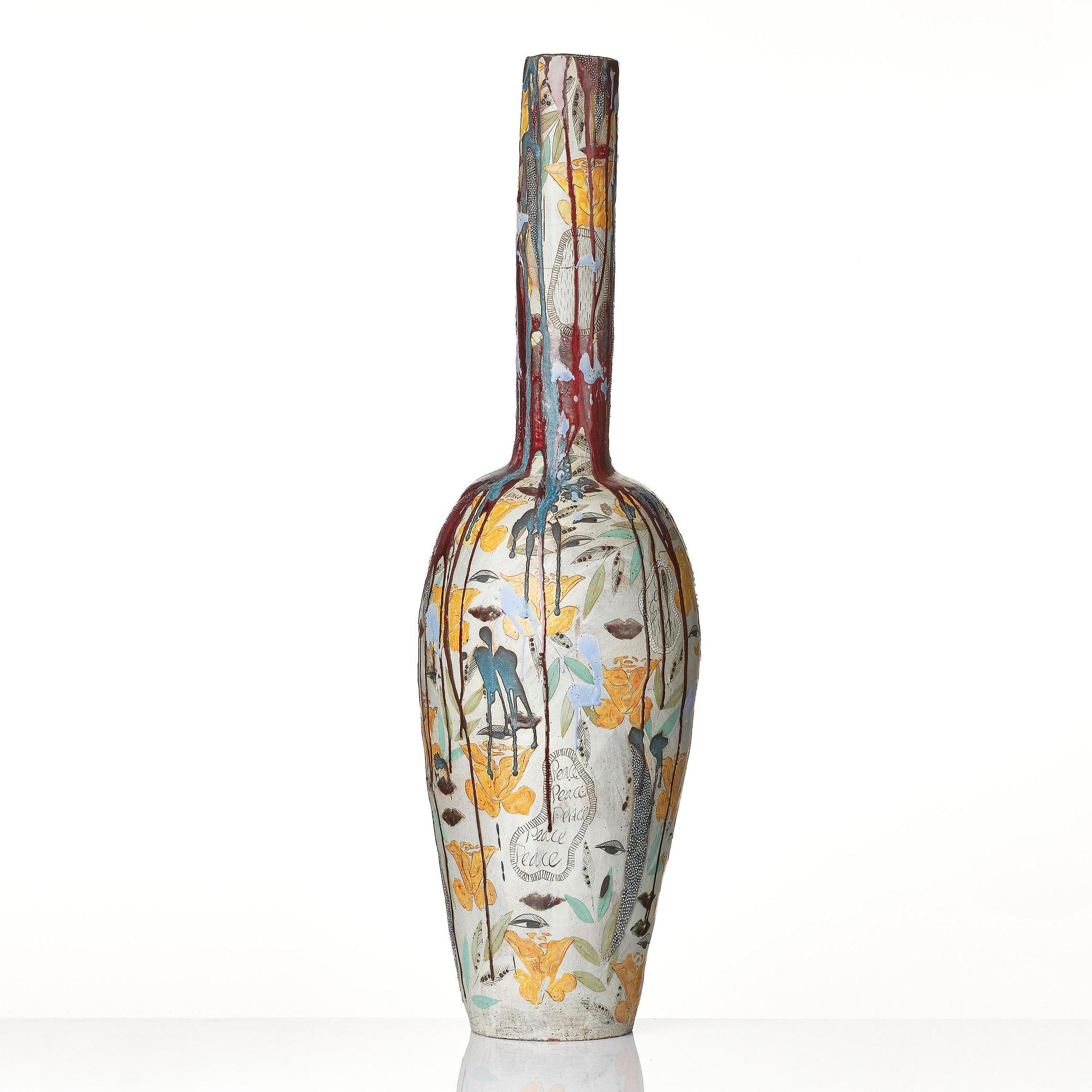 Eva Bengtsson, a stoneware floor vase "Blomstra", own studio, Frillesås, 2016.