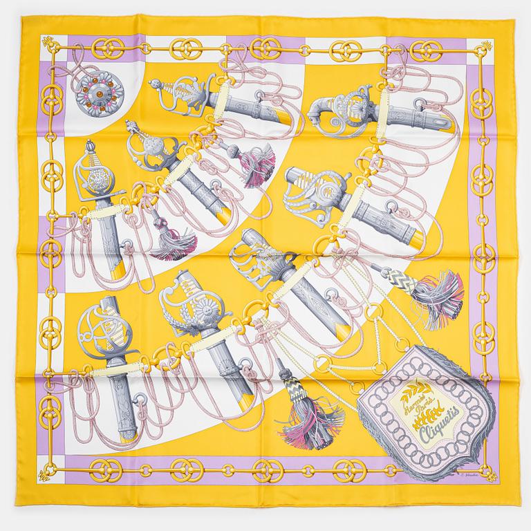 Hermès, a 'Cliquetis' twill silk scarf.