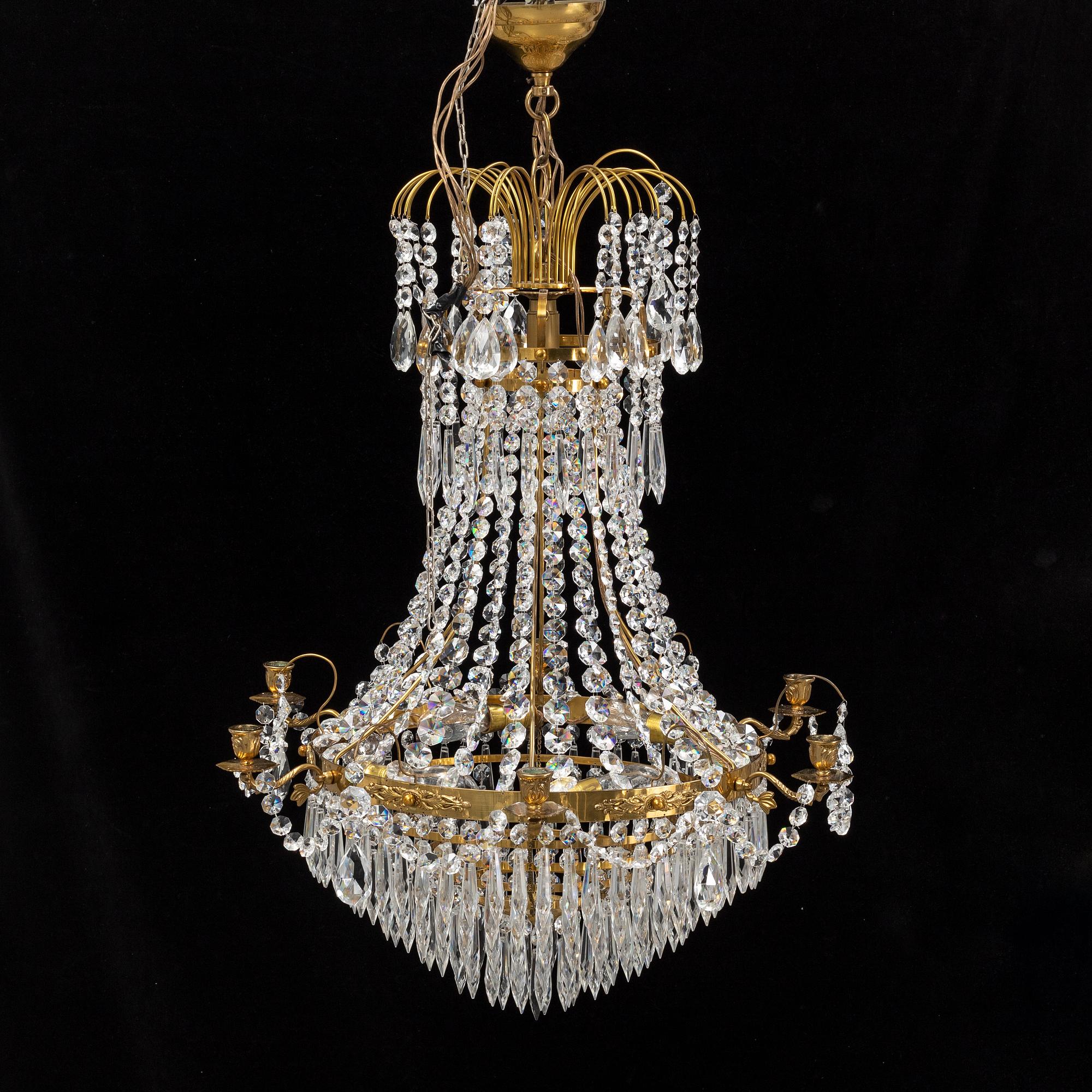 A Gustavian style chandelier, end of the 20th Century.