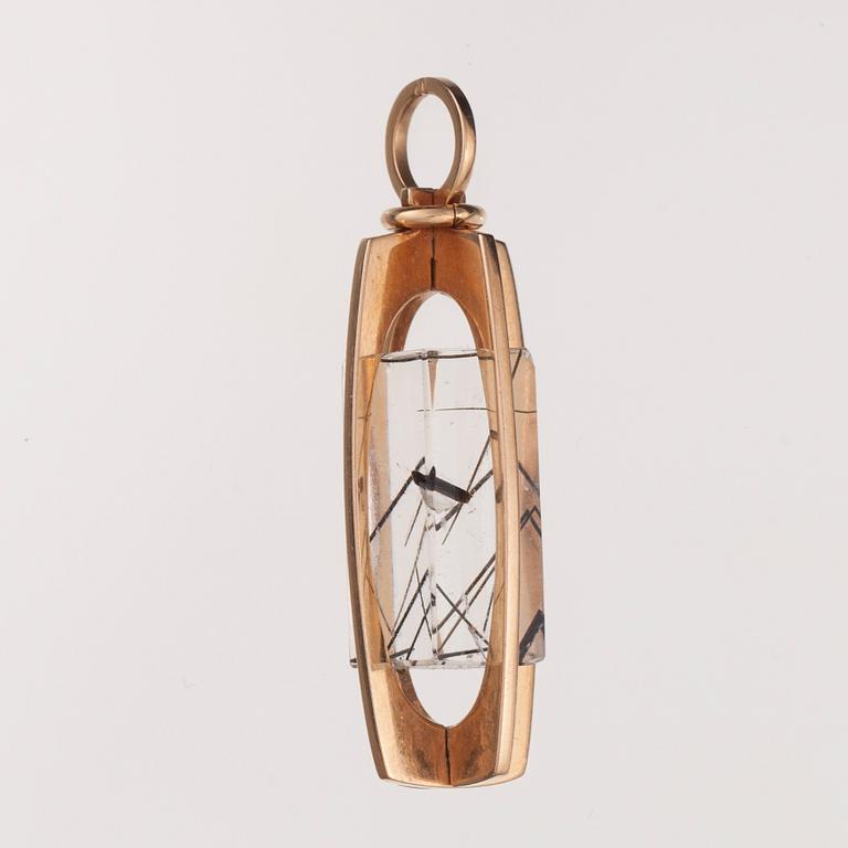 HÄNGE, 14K guld, turmalinkvarts, Elis Kauppi Kupittaan Kulta. Vikt tot. 8,2 g.