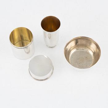 A Swedish silver vase, a bowl and a box with cover, including Atelier Borgila, Stockholm, 1966.