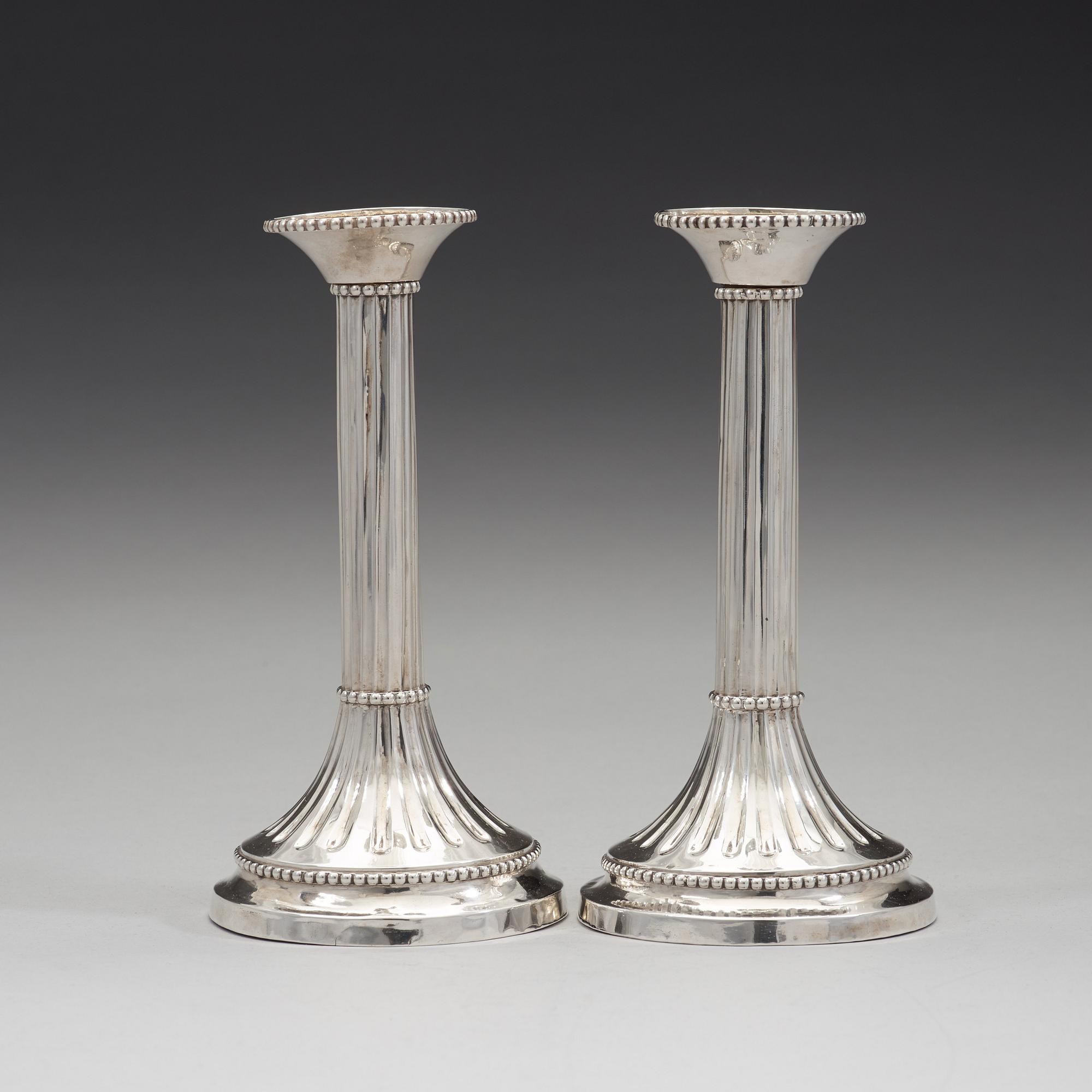 A pair of Swedish 18th century silver candlesticks, mark of Anders Brandt, Norrköping 1784.