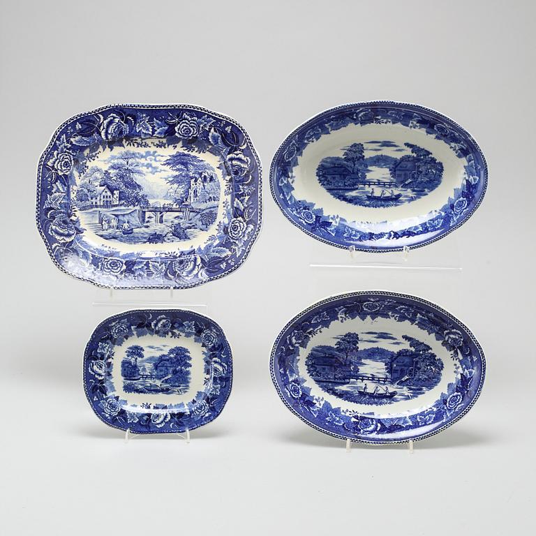 Two earthenware plates and two bowls, "Malmö", Rörstrand, around eyar 1900.