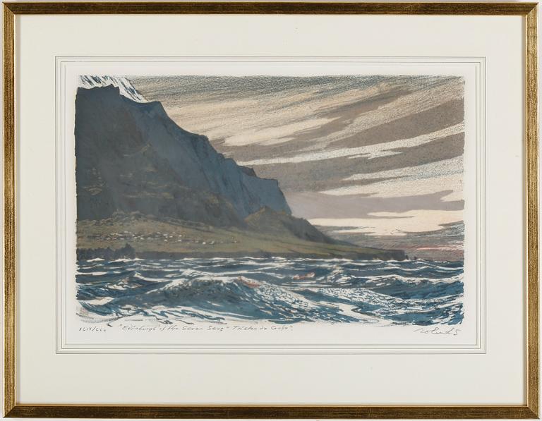ROLAND SVENSSON, 8 litografier i mapp, "Tristan da Cunha", numrerade och signerade.
