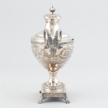 A Swedish Gustavian silver sugar-bowl and cover, mark of Anders Fornholm, Stockholm 1790.
