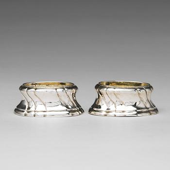 A pair of Swedish 18th century parcel-gilt silver salt-cellars, mark of Johan Leffler, Falun 1770.