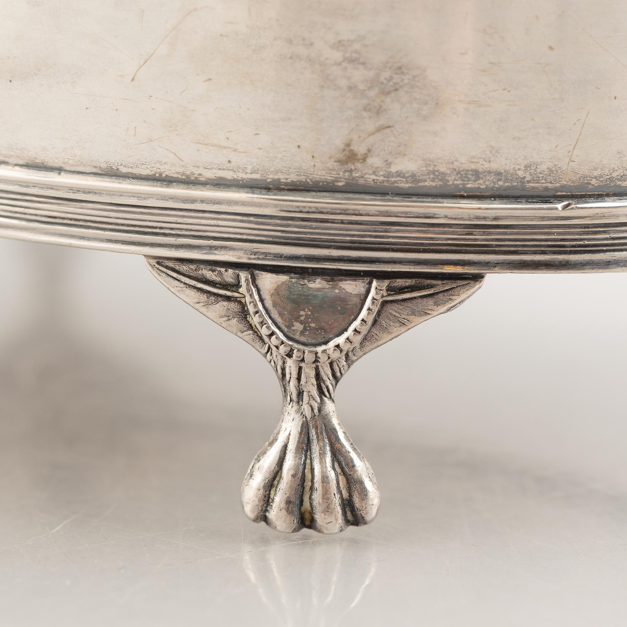 An Empire silver sugar box, mark of Gustaf Folcker, Stockholm 1817.