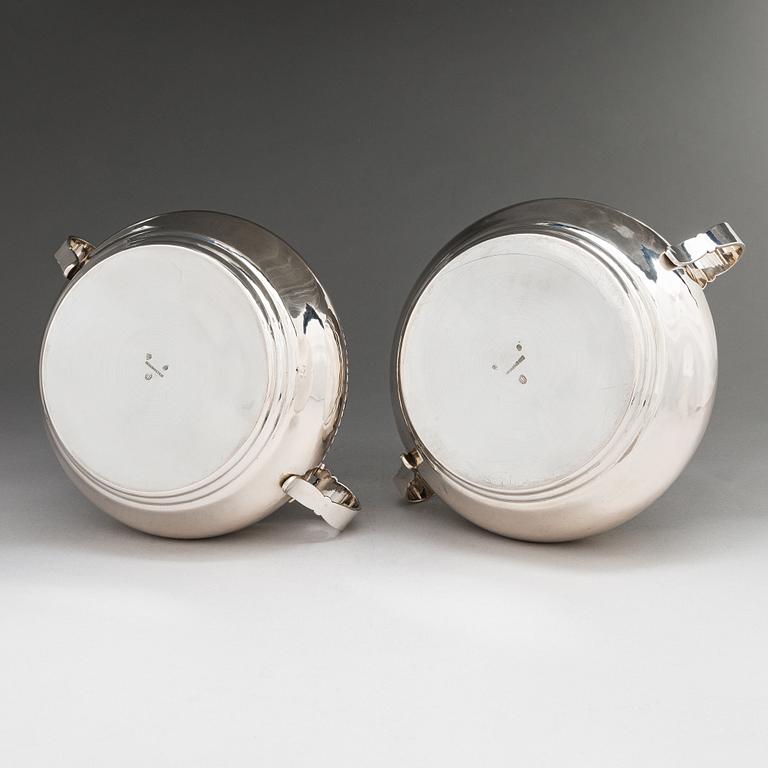 A pair of Danish silver tureens, maker's mark of Franz Hingelberg, Aarhus, Denmark 1917.